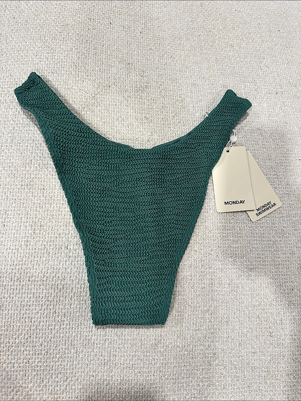 Monday Swimwear Byron Bottom Textured One-Piece in Green Large NWT
